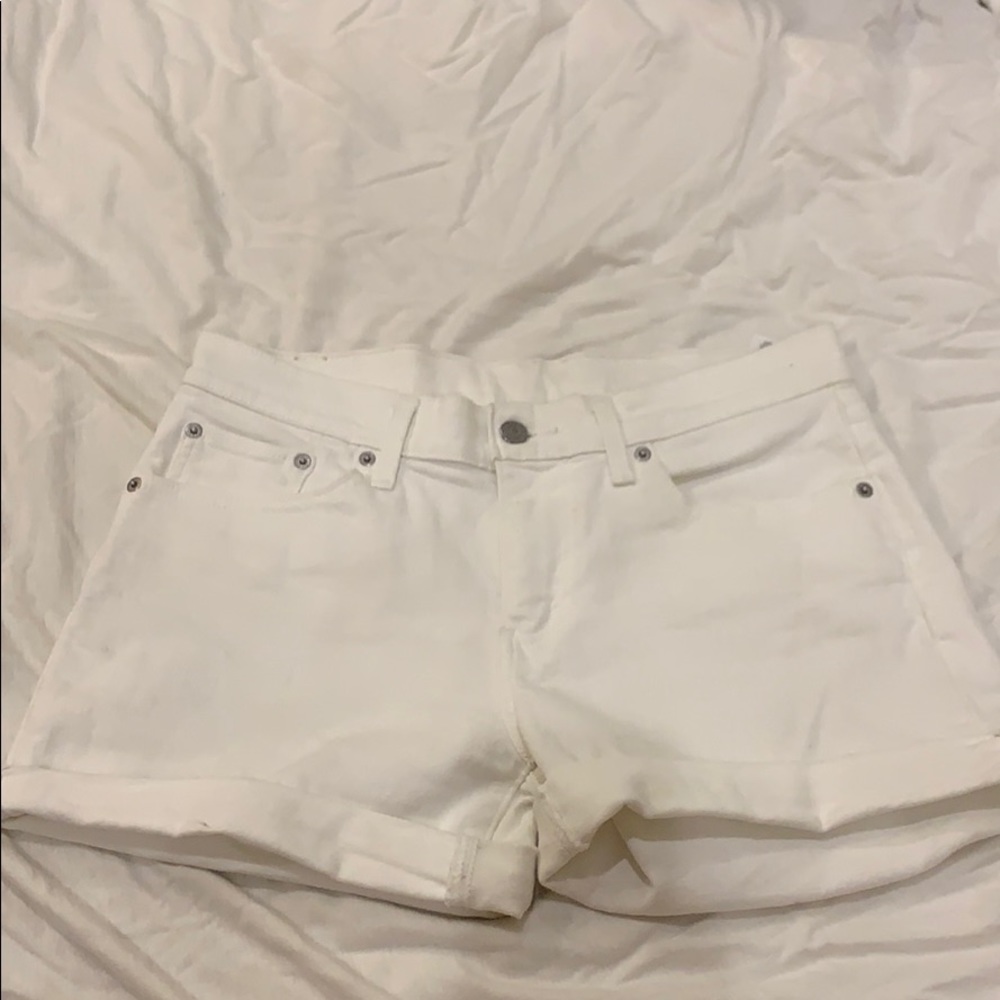 White Levi Shorts